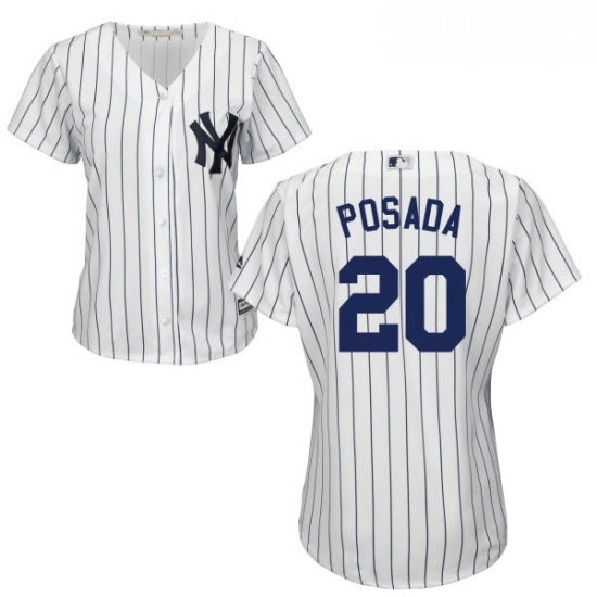 Womens Majestic New York Yankees 20 Jorge Posada Replica White Home MLB Jersey Womens Majestic New York Yankees 20 Jorge Posada Replica White Home MLB Jersey