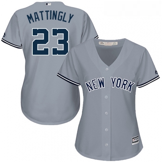 Womens Majestic New York Yankees 23 Don Mattingly Replica Grey Road MLB Jersey Womens Majestic New York Yankees 23 Don Mattingly Replica Grey Road MLB Jersey