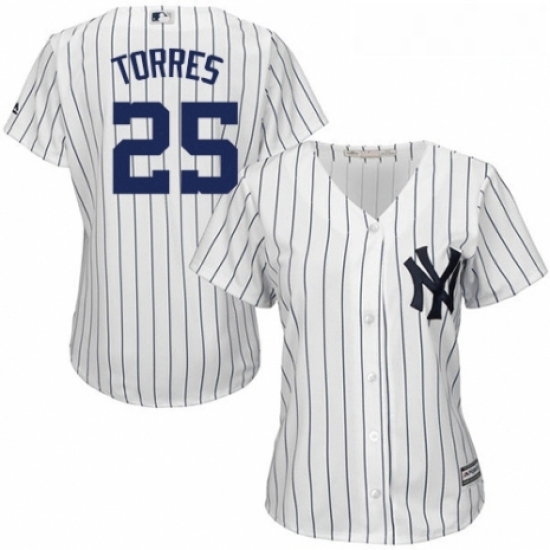 Womens Majestic New York Yankees 25 Gleyber Torres Authentic White Home MLB Jersey Womens Majestic New York Yankees 25 Gleyber Torres Authentic White Home MLB Jersey