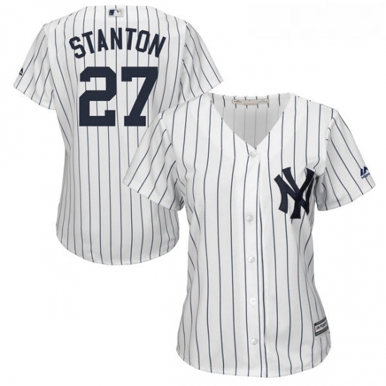 Womens Majestic New York Yankees 27 Giancarlo Stanton Authentic White Home MLB Jersey Womens Majestic New York Yankees 27 Giancarlo Stanton Authentic White Home MLB Jersey