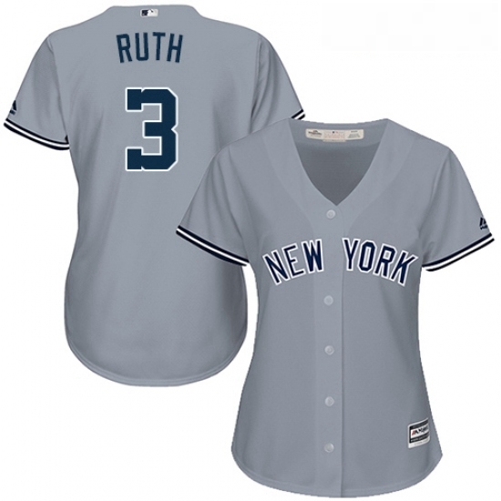 Womens Majestic New York Yankees 3 Babe Ruth Authentic Grey Road MLB Jersey Womens Majestic New York Yankees 3 Babe Ruth Authentic Grey Road MLB Jersey