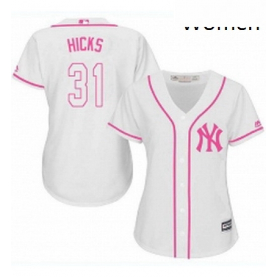 Womens Majestic New York Yankees 31 Aaron Hicks Authentic White Fashion Cool Base MLB Jersey Womens Majestic New York Yankees 31 Aaron Hicks Authentic White Fashion Cool Base MLB Jersey