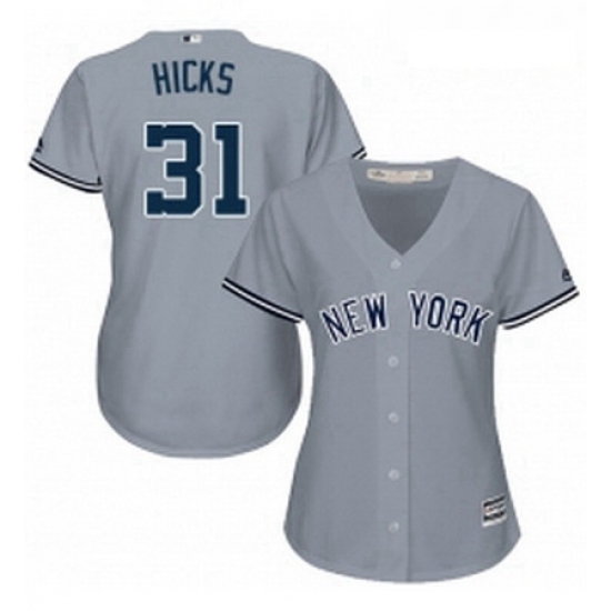 Womens Majestic New York Yankees 31 Aaron Hicks Replica Grey Road MLB Jersey Womens Majestic New York Yankees 31 Aaron Hicks Replica Grey Road MLB Jersey
