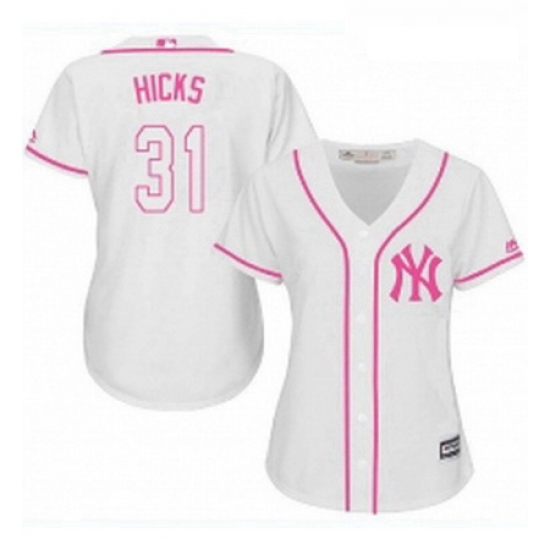 Womens Majestic New York Yankees 31 Aaron Hicks Replica White Fashion Cool Base MLB Jersey Womens Majestic New York Yankees 31 Aaron Hicks Replica White Fashion Cool Base MLB Jersey