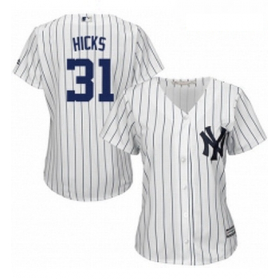 Womens Majestic New York Yankees 31 Aaron Hicks Replica White Home MLB Jersey Womens Majestic New York Yankees 31 Aaron Hicks Replica White Home MLB Jersey
