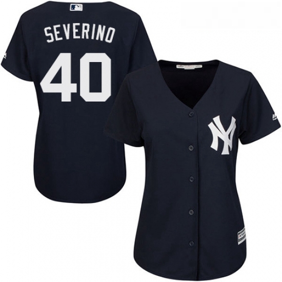 Womens Majestic New York Yankees 40 Luis Severino Replica Navy Blue Alternate MLB Jersey Womens Majestic New York Yankees 40 Luis Severino Replica Navy Blue Alternate MLB Jersey