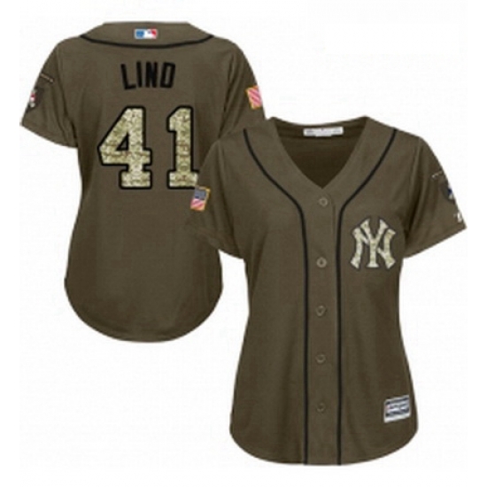 Womens Majestic New York Yankees 41 Adam Lind Authentic Green Salute to Service MLB Jersey Womens Majestic New York Yankees 41 Adam Lind Authentic Green Salute to Service MLB Jersey