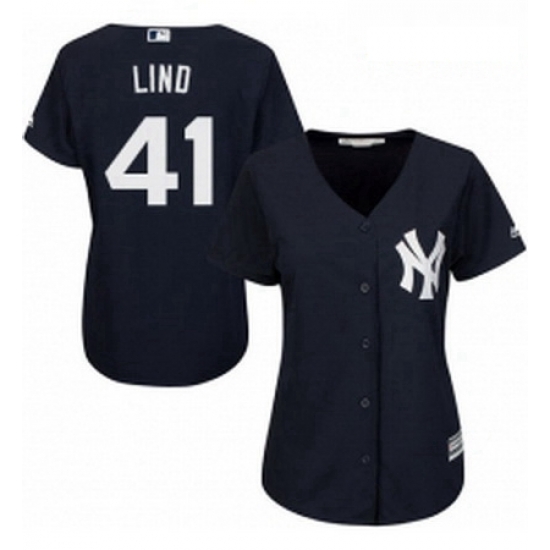 Womens Majestic New York Yankees 41 Adam Lind Authentic Navy Blue Alternate MLB Jersey Womens Majestic New York Yankees 41 Adam Lind Authentic Navy Blue Alternate MLB Jersey