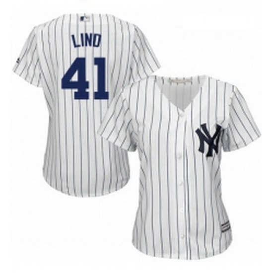 Womens Majestic New York Yankees 41 Adam Lind Authentic White Home MLB Jersey Womens Majestic New York Yankees 41 Adam Lind Authentic White Home MLB Jersey