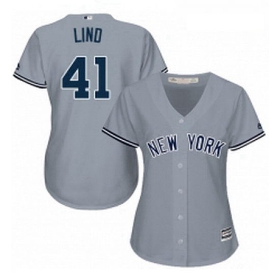 Womens Majestic New York Yankees 41 Adam Lind Replica Grey Road MLB Jersey Womens Majestic New York Yankees 41 Adam Lind Replica Grey Road MLB Jersey