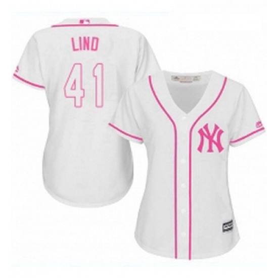 Womens Majestic New York Yankees 41 Adam Lind Replica White Fashion Cool Base MLB Jersey Womens Majestic New York Yankees 41 Adam Lind Replica White Fashion Cool Base MLB Jersey