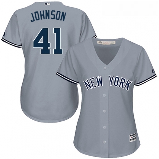 Womens Majestic New York Yankees 41 Randy Johnson Authentic Grey Road MLB Jersey Womens Majestic New York Yankees 41 Randy Johnson Authentic Grey Road MLB Jersey