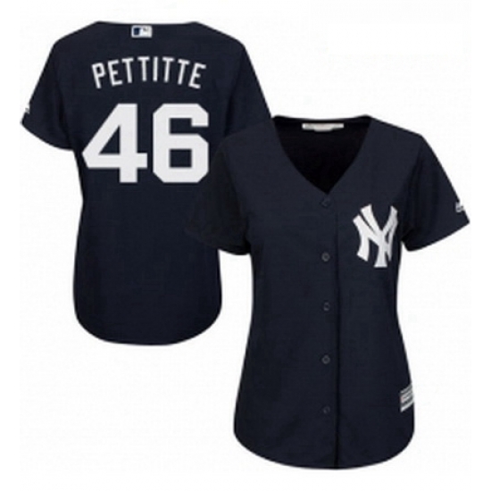 Womens Majestic New York Yankees 46 Andy Pettitte Authentic Navy Blue Alternate MLB Jersey Womens Majestic New York Yankees 46 Andy Pettitte Authentic Navy Blue Alternate MLB Jersey