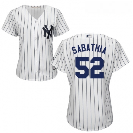 Womens Majestic New York Yankees 52 CC Sabathia Replica White Home MLB Jersey Womens Majestic New York Yankees 52 CC Sabathia Replica White Home MLB Jersey