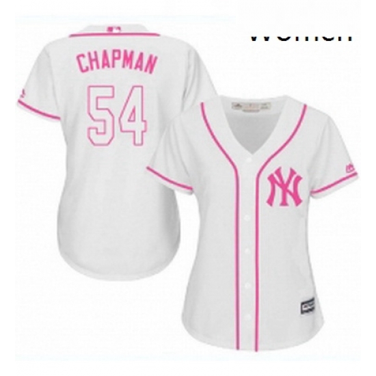Womens Majestic New York Yankees 54 Aroldis Chapman Authentic White Fashion Cool Base MLB Jersey Womens Majestic New York Yankees 54 Aroldis Chapman Authentic White Fashion Cool Base MLB Jersey