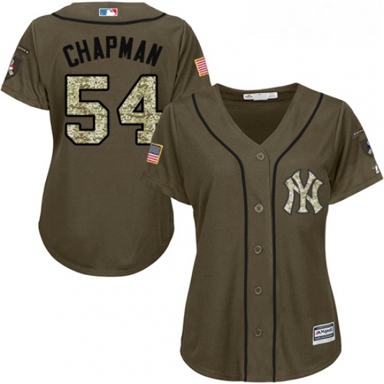 Womens Majestic New York Yankees 54 Aroldis Chapman Replica Green Salute to Service MLB Jersey Womens Majestic New York Yankees 54 Aroldis Chapman Replica Green Salute to Service MLB Jersey