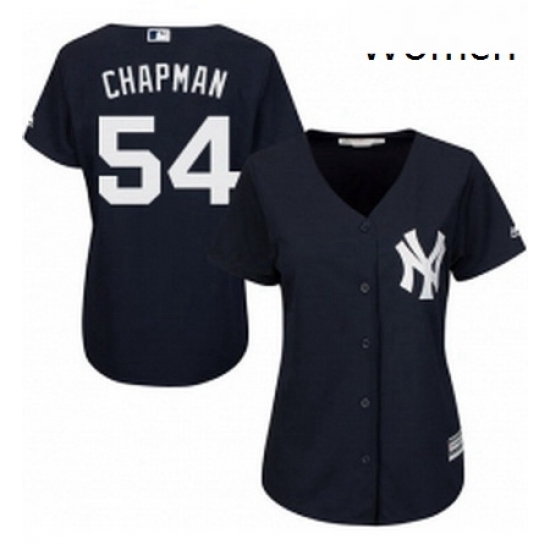 Womens Majestic New York Yankees 54 Aroldis Chapman Replica Navy Blue Alternate MLB Jersey Womens Majestic New York Yankees 54 Aroldis Chapman Replica Navy Blue Alternate MLB Jersey