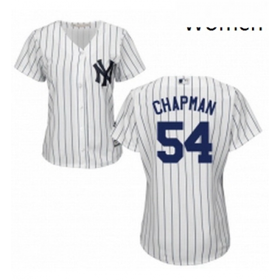 Womens Majestic New York Yankees 54 Aroldis Chapman Replica White Home MLB Jersey Womens Majestic New York Yankees 54 Aroldis Chapman Replica White Home MLB Jersey