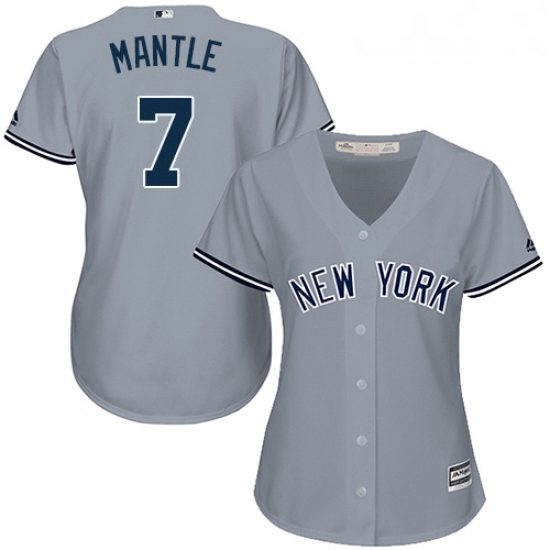 Womens Majestic New York Yankees 7 Mickey Mantle Authentic Grey Road MLB Jersey Womens Majestic New York Yankees 7 Mickey Mantle Authentic Grey Road MLB Jersey