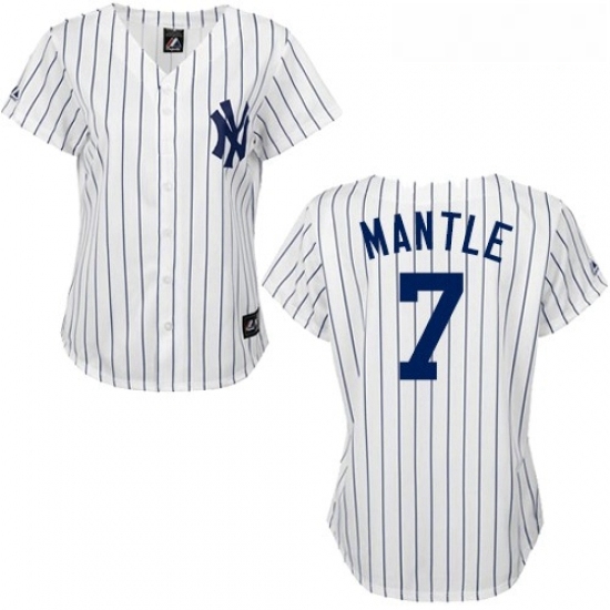 Womens Majestic New York Yankees 7 Mickey Mantle Authentic WhiteBlack Strip MLB Jersey Womens Majestic New York Yankees 7 Mickey Mantle Authentic WhiteBlack Strip MLB Jersey