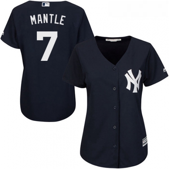 Womens Majestic New York Yankees 7 Mickey Mantle Replica Navy Blue Alternate MLB Jersey Womens Majestic New York Yankees 7 Mickey Mantle Replica Navy Blue Alternate MLB Jersey