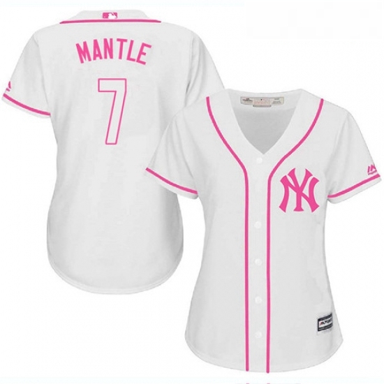 Womens Majestic New York Yankees 7 Mickey Mantle Replica White Fashion Cool Base MLB Jersey Womens Majestic New York Yankees 7 Mickey Mantle Replica White Fashion Cool Base MLB Jersey
