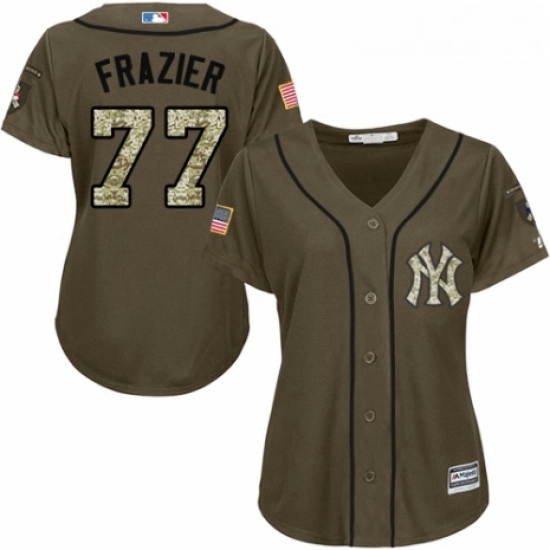 Womens Majestic New York Yankees 77 Clint Frazier Authentic Green Salute to Service MLB Jersey Womens Majestic New York Yankees 77 Clint Frazier Authentic Green Salute to Service MLB Jersey
