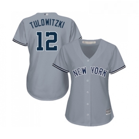 Womens New York Yankees 12 Troy Tulowitzki Authentic Grey Road Baseball Jersey Womens New York Yankees 12 Troy Tulowitzki Authentic Grey Road Baseball Jersey