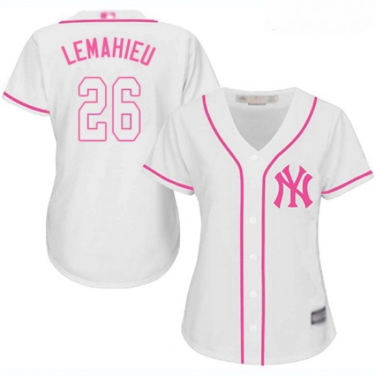 Yankees #26 DJ LeMahieu White Pink Fashion Women Stitched Baseball Jersey Yankees #26 DJ LeMahieu White Pink Fashion Women Stitched Baseball Jersey
