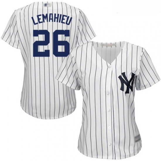 Yankees #26 DJ LeMahieu White Strip Home Women Stitched Baseball Jersey Yankees #26 DJ LeMahieu White Strip Home Women Stitched Baseball Jersey