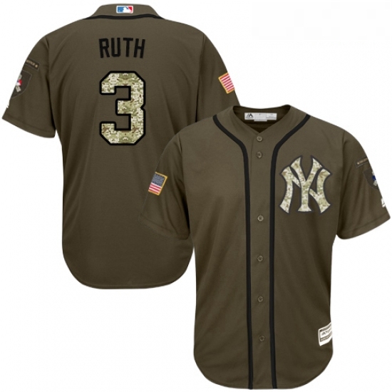Youth Majestic New York Yankees 3 Babe Ruth Replica Green Salute to Service MLB Jersey Youth Majestic New York Yankees 3 Babe Ruth Replica Green Salute to Service MLB Jersey
