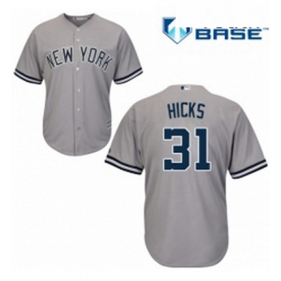 Youth Majestic New York Yankees 31 Aaron Hicks Replica Grey Road MLB Jersey Youth Majestic New York Yankees 31 Aaron Hicks Replica Grey Road MLB Jersey