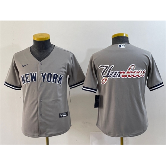 Youth New York Yankees Gray Team Big Logo Cool Base Stitched Baseball Jersey 1 Youth New York Yankees Gray Team Big Logo Cool Base Stitched Baseball Jersey 1