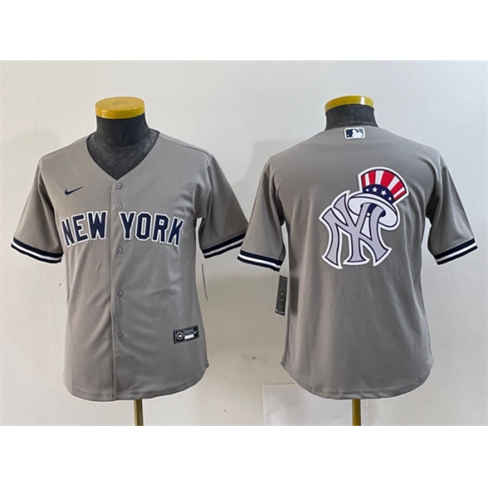 Youth New York Yankees Gray Team Big Logo Cool Base Stitched Baseball Jersey 4 Youth New York Yankees Gray Team Big Logo Cool Base Stitched Baseball Jersey 4