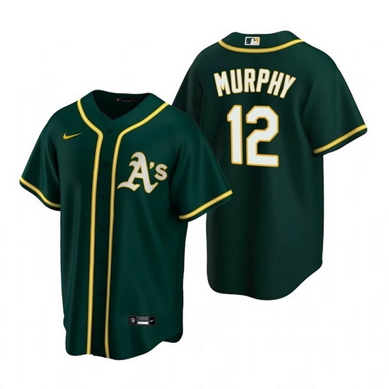Men Oakland Athletics 12 Sean Murphy Green Cool Base Stitched Jersey Men Oakland Athletics 12 Sean Murphy Green Cool Base Stitched Jersey