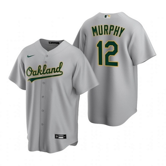 Men Oakland Athletics 12 Sean Murphy Grey Cool Base Stitched Jersey Men Oakland Athletics 12 Sean Murphy Grey Cool Base Stitched Jersey