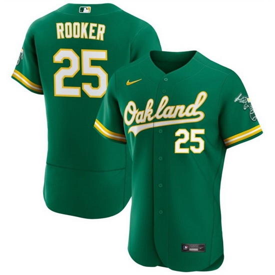 Men Oakland Athletics 25 Brent Rooker Green Flex Base Stitched Jersey Men Oakland Athletics 25 Brent Rooker Green Flex Base Stitched Jersey