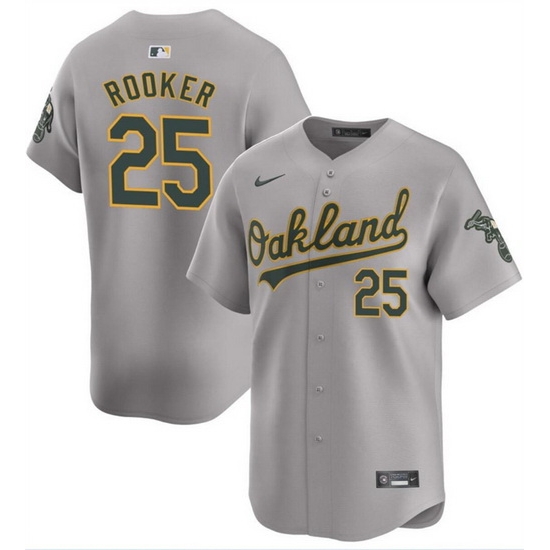 Men Oakland Athletics 25 Brent Rooker Grey Away Limited Stitched Jersey Men Oakland Athletics 25 Brent Rooker Grey Away Limited Stitched Jersey