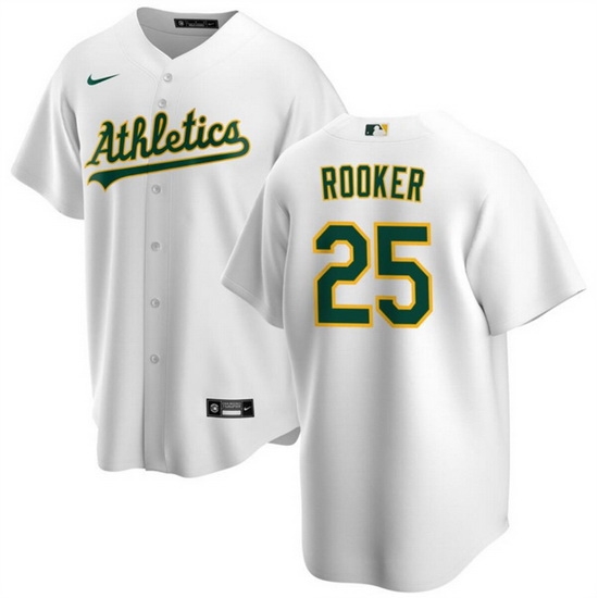 Men Oakland Athletics 25 Brent Rooker White Cool Base Stitched Jersey Men Oakland Athletics 25 Brent Rooker White Cool Base Stitched Jersey