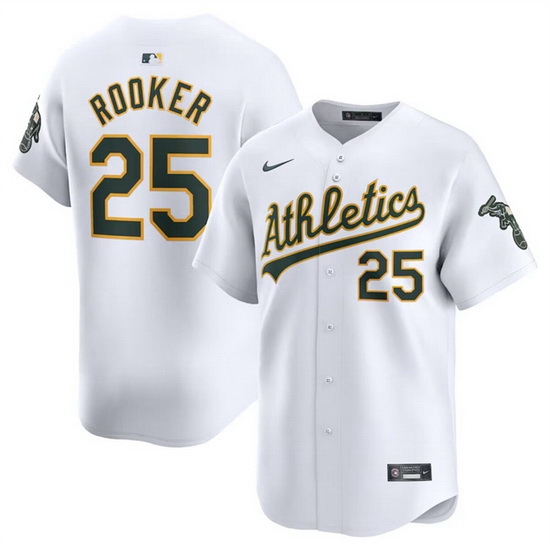 Men Oakland Athletics 25 Brent Rooker White Home Limited Stitched Jersey Men Oakland Athletics 25 Brent Rooker White Home Limited Stitched Jersey