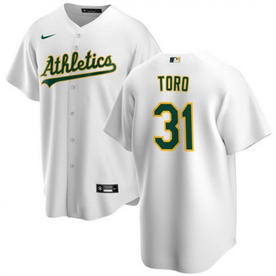 Men Oakland Athletics 31 Abraham Toro White Cool Base Stitched Jersey Men Oakland Athletics 31 Abraham Toro White Cool Base Stitched Jersey
