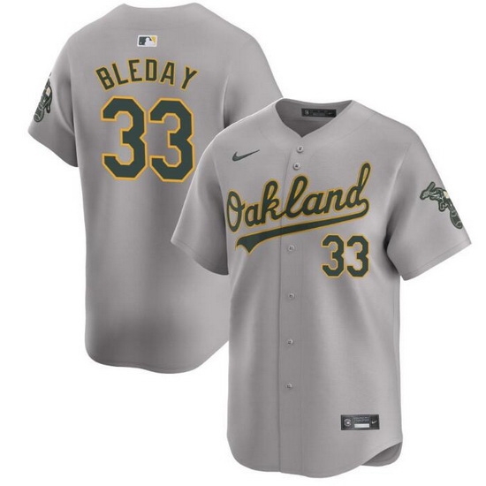Men Oakland Athletics 33 JJ Bleday Grey 2024 Away Limited Stitched Jersey Men Oakland Athletics 33 JJ Bleday Grey 2024 Away Limited Stitched Jersey