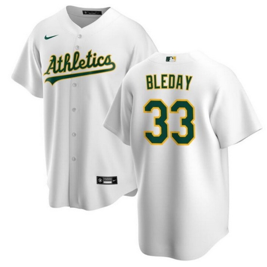 Men Oakland Athletics 33 JJ Bleday White Cool Base Stitched Jersey Men Oakland Athletics 33 JJ Bleday White Cool Base Stitched Jersey