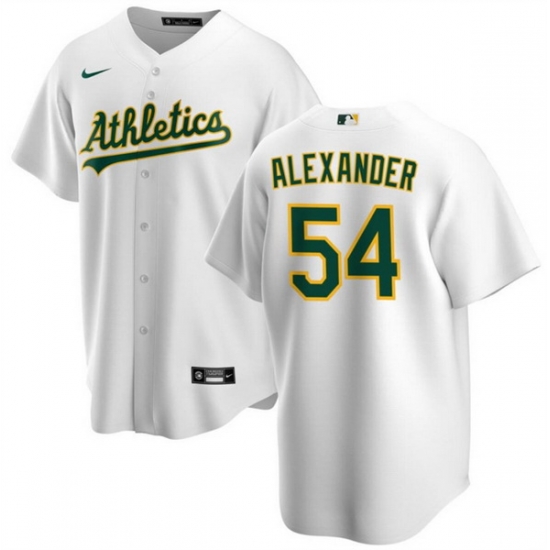 Men Oakland Athletics 54 Scott Alexander White Cool Base Stitched Jersey Men Oakland Athletics 54 Scott Alexander White Cool Base Stitched Jersey