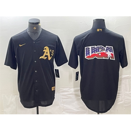 Men Oakland Athletics Black Gold Team Big Logo Cool Base Stitched Baseball Jersey Men Oakland Athletics Black Gold Team Big Logo Cool Base Stitched Baseball Jersey