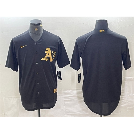 Men Oakland Athletics Blank Black Gold Cool Base Stitched Baseball Jersey Men Oakland Athletics Blank Black Gold Cool Base Stitched Baseball Jersey