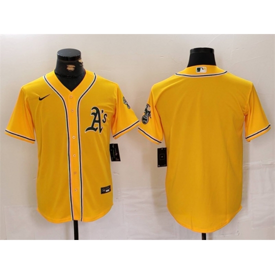 Men Oakland Athletics Blank Yellow Cool Base Stitched Baseball Jersey Men Oakland Athletics Blank Yellow Cool Base Stitched Baseball Jersey