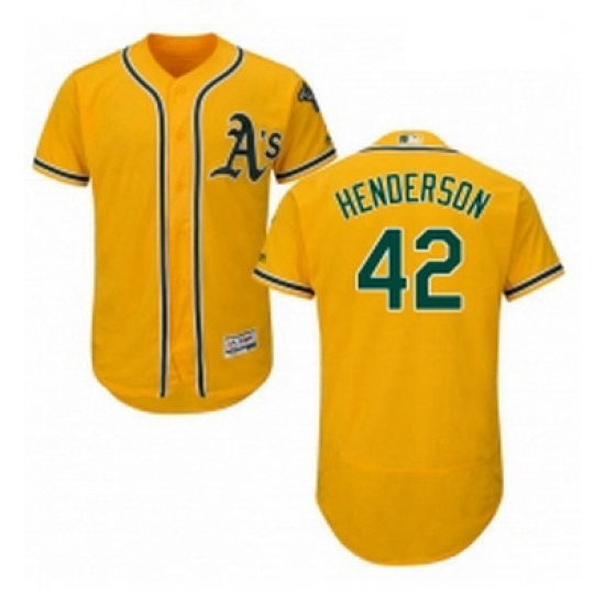 Mens Majestic Oakland Athletics 42 Dave Henderson Gold Alternate Flex Base Authentic Collection MLB Jersey Mens Majestic Oakland Athletics 42 Dave Henderson Gold Alternate Flex Base Authentic Collection MLB Jersey