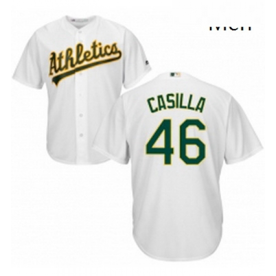 Mens Majestic Oakland Athletics 46 Santiago Casilla Replica White Home Cool Base MLB Jersey Mens Majestic Oakland Athletics 46 Santiago Casilla Replica White Home Cool Base MLB Jersey