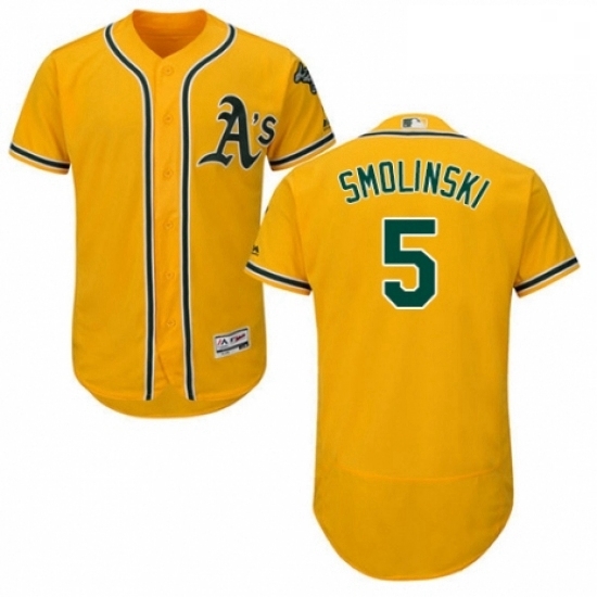 Mens Majestic Oakland Athletics 5 Jake Smolinski Gold Alternate Flex Base Authentic Collection MLB Jersey Mens Majestic Oakland Athletics 5 Jake Smolinski Gold Alternate Flex Base Authentic Collection MLB Jersey
